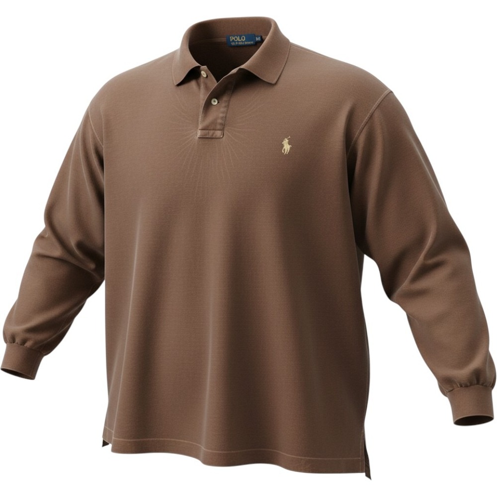 Polo Ralph Lauren Soft Long Sleeve Polo Shirt Mens Size 2XLT Brown 2XLT Pique